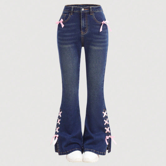 Women Clothing Bow Jeans Loose Straight Wide Leg Pants Pants Source